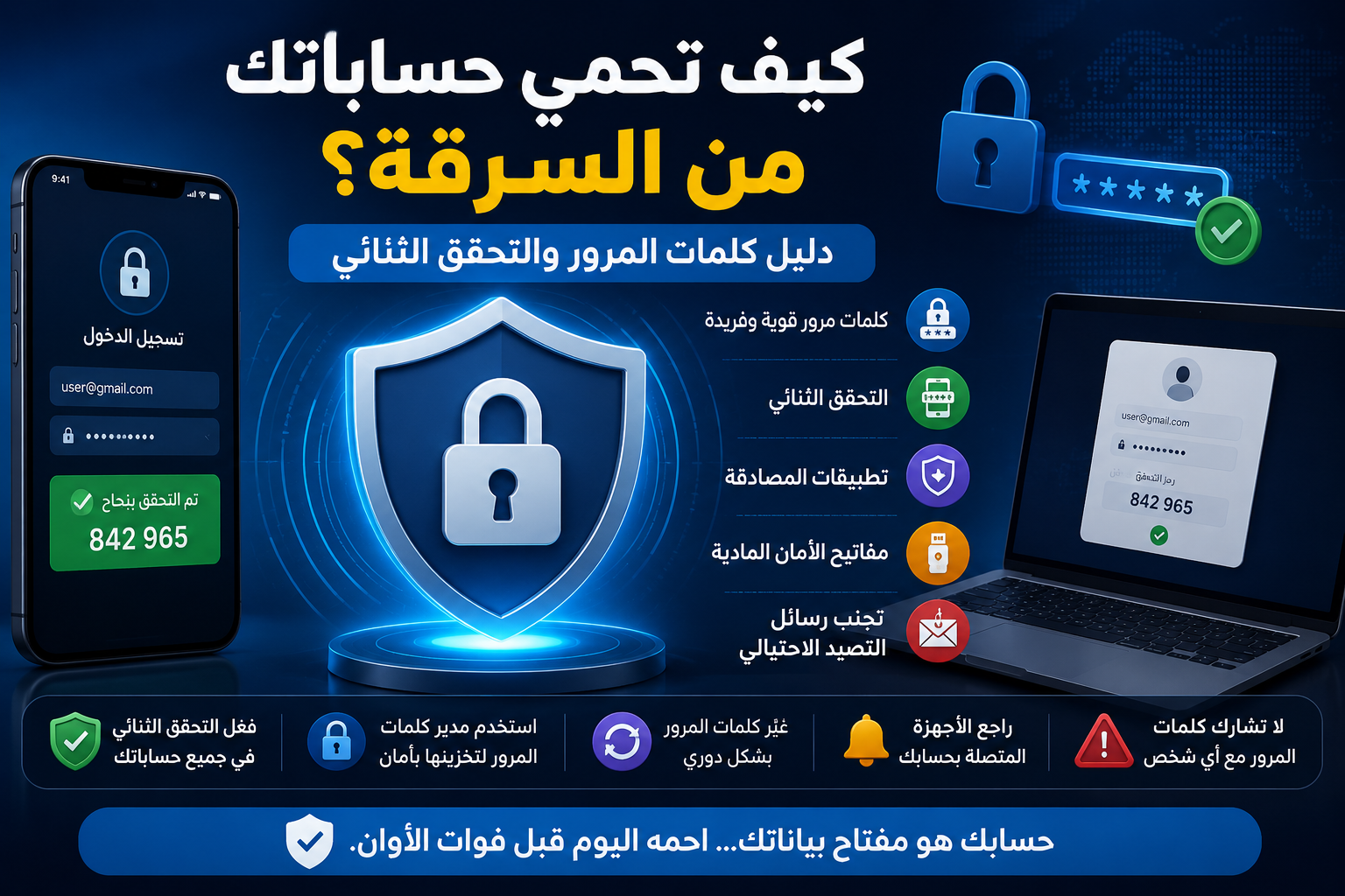 كيف تحمي حساباتك من السرقة؟ دليل كلمات المرور والتحقق الثنائي